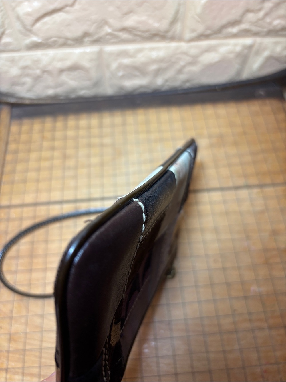 Coach Patchwork Leather Wristlet in Brown and Neutral Tones w Hang Tag - Picture 11 of 17